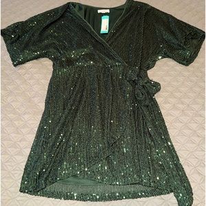 Kaileigh Remington Faux Wrap Sequin Dress